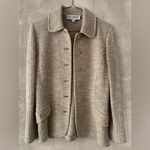 St. John Neutral Tweed Blazer in Beige and Creamy Tan